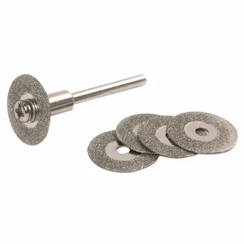 

5Pcs 22mm Emery Diamond Cutting blades Drill Bit+1 Mandrel For Dremel Set New 2017