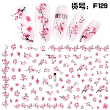 1 Sheet Pink Plum/Garden Flowers/Dande 3D Embossed Nail Sticker Flower Adhesive DIY Manicure Slider Nail Art Tips