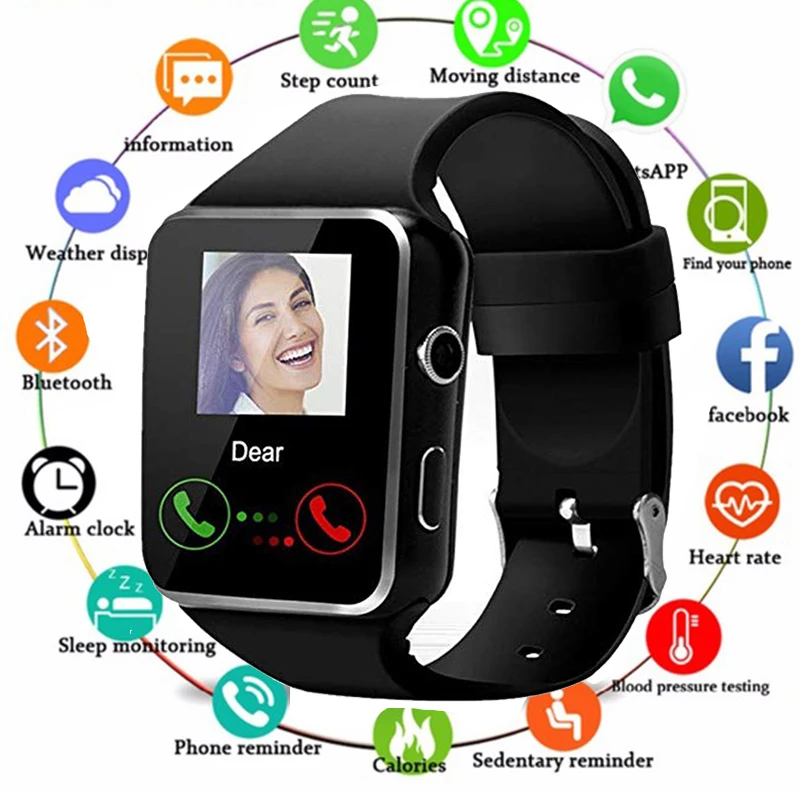 

X6 Bluetooth Smart Watch With Camera Support SIM TF Card Touch Screen Alarm Clock Sleep Monitoring Sport Watch For Kid Men Women
