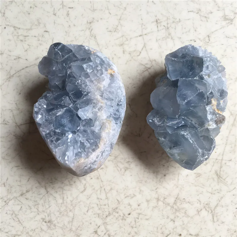

Special offer 2pcs natural stones and minerals blue quartz geode healing crystals cluster collection for home&wedding decoration