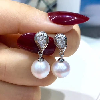 

New Design S925 Silver Pearl Earrings Findings Stud Earrings Settings Mountings Parts Mounts for Wedding Gift Bridal Women