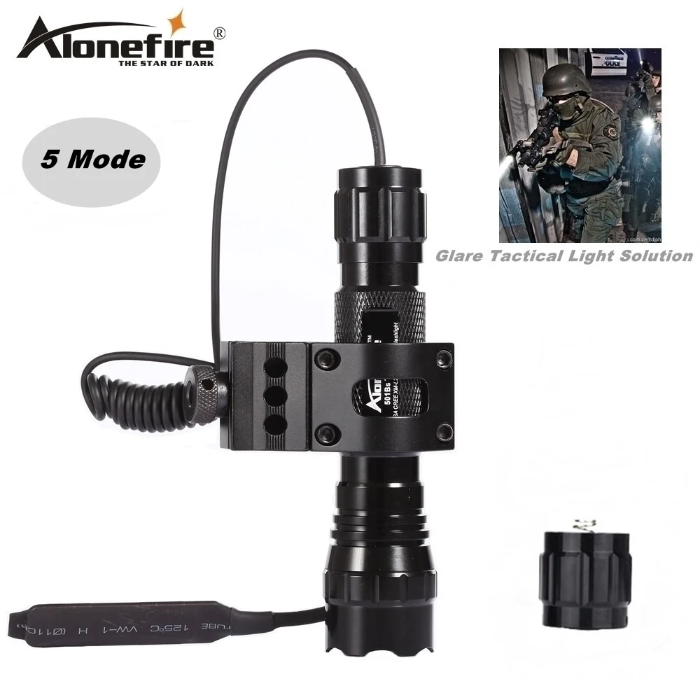 Alonefire CREE XM-L2 светодиодный тактический вспышки светильник 501B фонарь 20 мм рейку Airsoft прицел ружья светильник 18650 батарея - Цвет: Синий