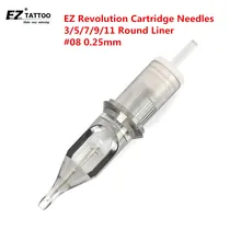 

5pcs/lot Original EZ Revolution Cartridge Tattoo Needles Round Liner #08 0.25mm 1/3/5/7/9/11 for Cartridge Machine and Grips