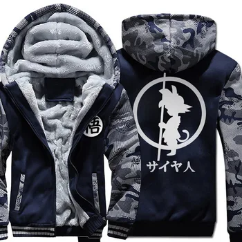 

Dragon Ball Z Goku Winter Inner Fleece Hoodies Zipper Men 2018 Casual Hooded Warm Sweatshirts Male Thicken Tracksuit Coat Gift