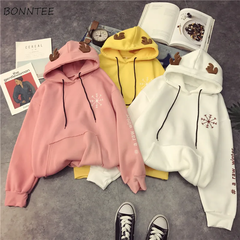 

Hoodies Women 2019 Harajuku All-match Lazy Letter Printed Long Sleeve Pockets Womens Pullover Hooded Ladies Sweatshirts Chic