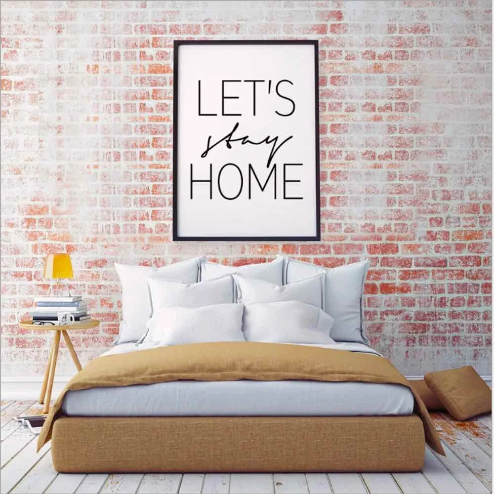 

HAOCHU Let's Stay Home Poster For Living Room Home Decor Painting Print Poster Simple Nordic Wall Picture Canvas Painting