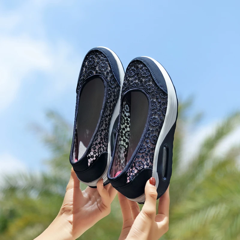 Г. Весенне-Летняя женская обувь на плоской подошве из дышащей сетки женские кроссовки на платформе женская обувь без застежки