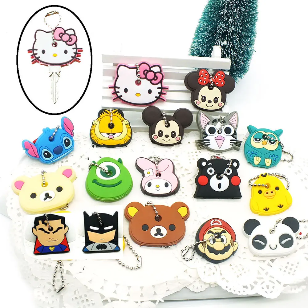 

ZOEBER 20 PCS SET Cartoon Keychain Animal Minnie bear Batman Kitty Key chain Minnie Anime panda Keycover Children Car Keychains