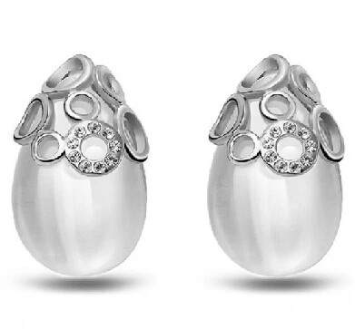 JS E055 Opal Earrings Gold And Silver Color 2014 Genuine Austria Crystal Accessories Nickel Free Elegant Women Jewelry | Украшения и