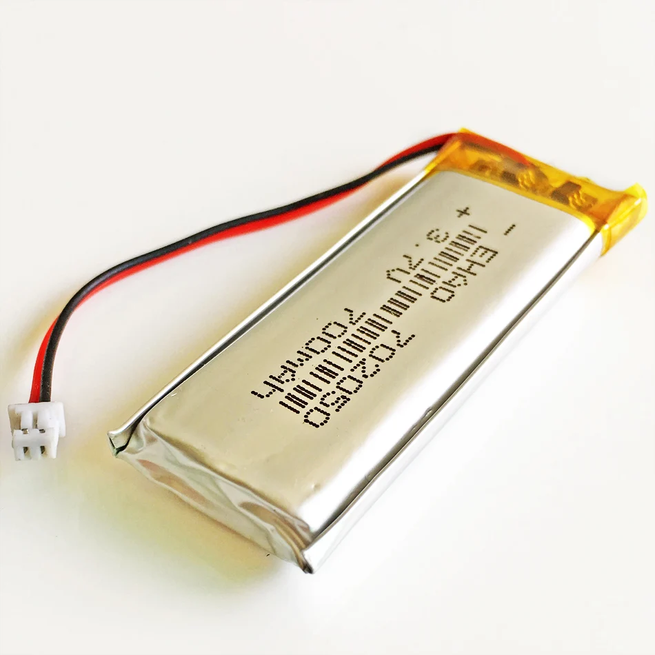 

3.7V 700mAh 702050 Lithium li-Polymer LiPo Rechargeable Battery JST 1.25mm For Mp3 headphone PAD DVD E-book bluetooth camera