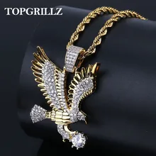 TOPGRILLZ позолоченное ожерелье в стиле хип-хоп с медным покрытием и микро покрытием CZ Eagle, мужские очаровательные ювелирные изделия, три стильные цепочки