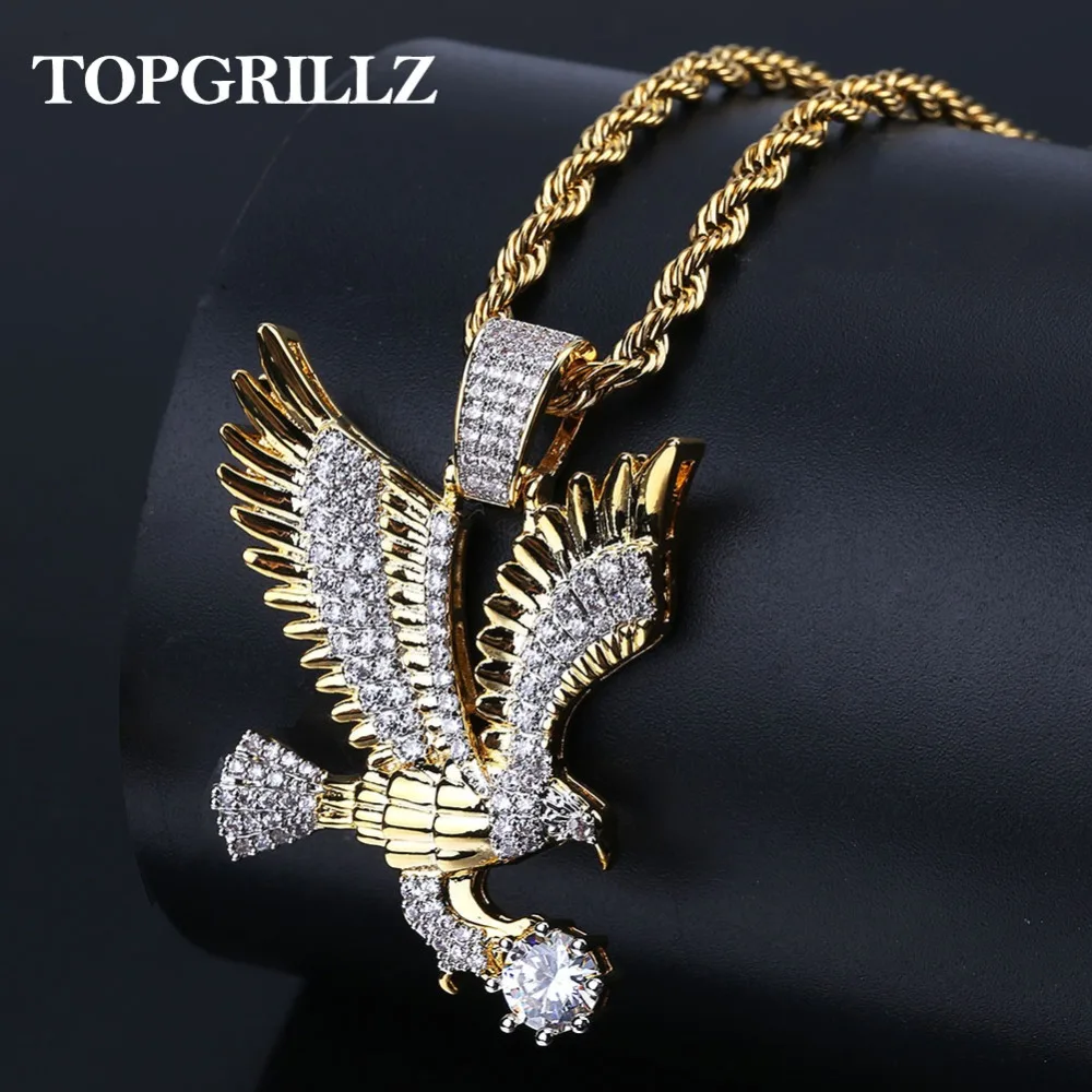 Колье TOPGRILLZ с подвеской в виде орла CZ колье медным покрытием и золотым стиле хип
