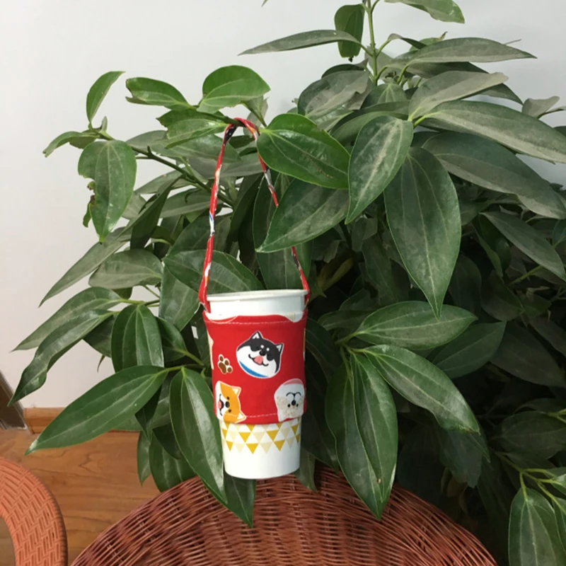 Портативный экологически чистый мешок для напитков анти-горячий мультфильм милый набор чашек крышка чашки Кружка обернуть Кофе Молоко чай маленькие сумки посуда для напитков - Цвет: 1PC