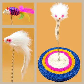 

Sisal spring disk for cat playing pet spring mouse cat toy cat scratch board cat scratching post Natural sisal plate