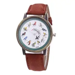 Минималистичные женские наручные часы с ремешком из джинсовой ткани, наручные часы с изображением животных, простые кварцевые наручные