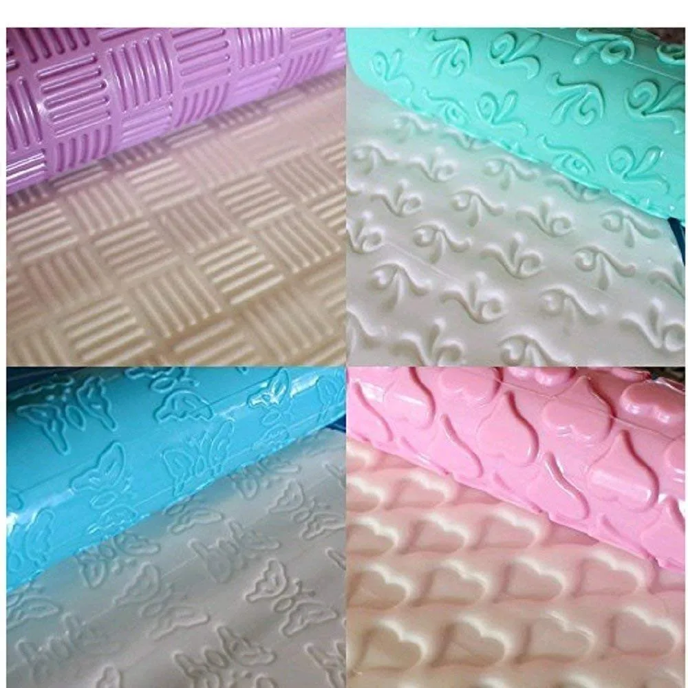 14 Pattern Rolling Pin Embossing Baking Pastry Cake Roller Decorating Mold Tool Cookie Dough Pastry Bakery Noodle Kitchen