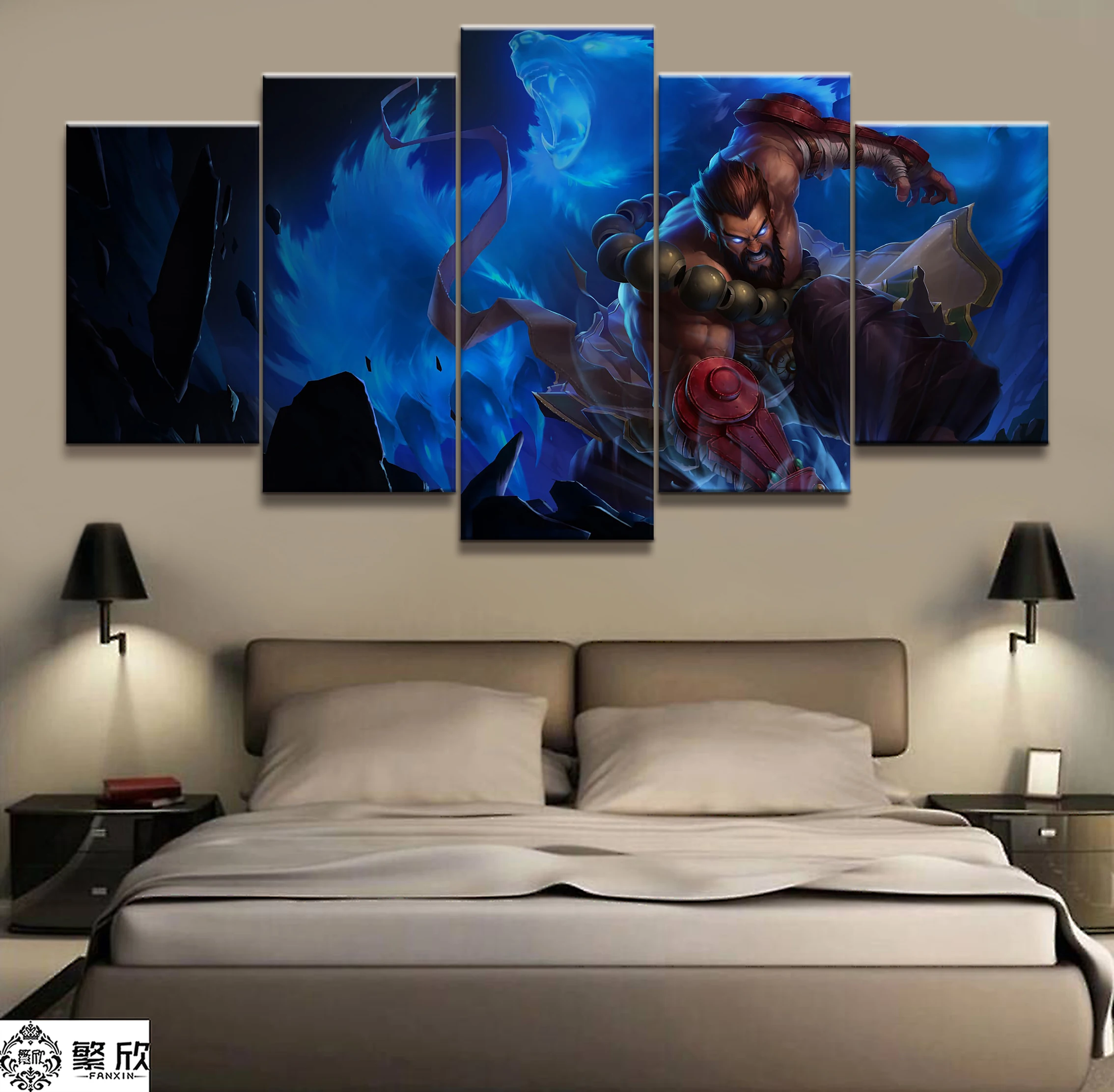 

5 Panel LOL League of Legends Udyr Game Canvas Printed Painting For Living Room Wall Art Decor HD Picture Artworks Poster