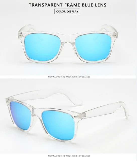 Длинные зеркальные светоотражающие солнцезащитные очки для женщин, поляризационные, UV400, мужские, для ночного видения, PC, прозрачная оправа, мужские солнцезащитные очки - Цвет линз: TR Blue