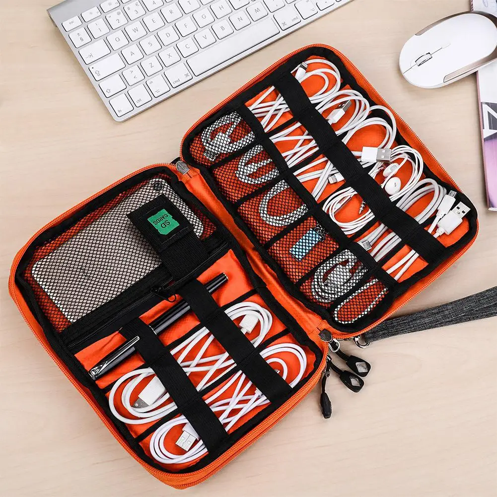 EastVita Double-layer Data Cable Storage Bag iPad Mobile Phone Accessories Multi-Function Electronic Storage Case