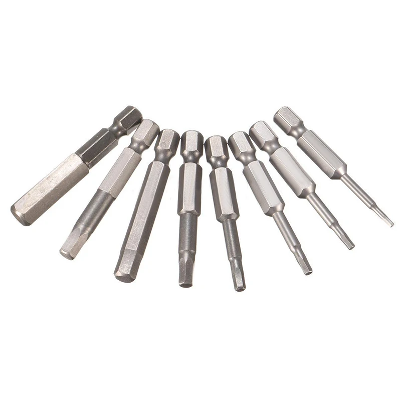 8pcs Magnetic Hexagon Screwdriver Bit S2 Steel 1/4 Inch Hex Shank  Screw Drivers Set 50mm Length H1.5-H8
