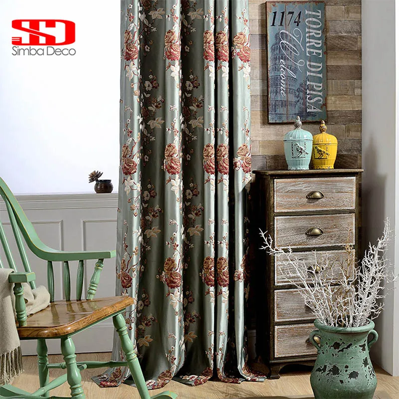 

Chinese Luxury Blackout Curtains For Living Room Bedroom Embroidered Drapes Green Window Floral Kitchen Fabric Custom Size Panel