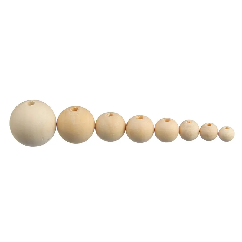 

5 Size Fine Quality Natural Round Wood Spacer Beads Fit for bracelet necklace 50pcs
