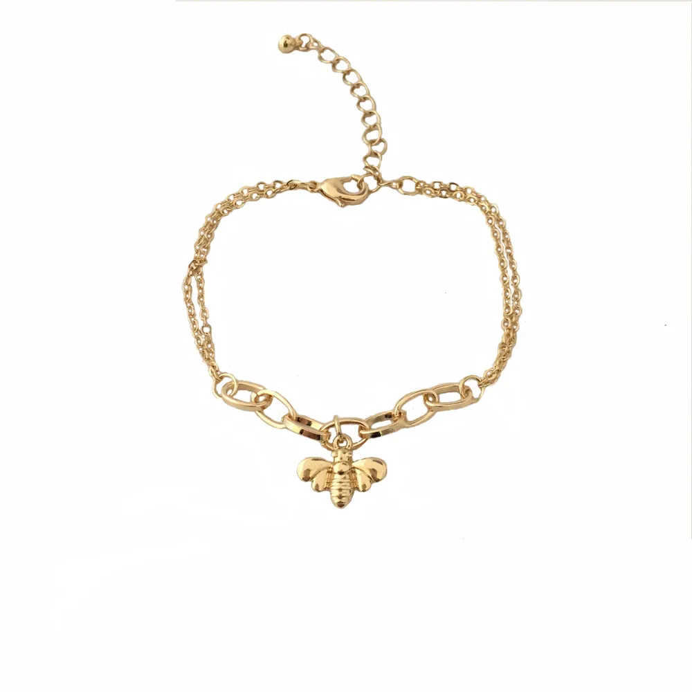 

Sweet Bee Bracelet Gold Color Dainty Chain Chain Bracelet For Women Girl 2019 New Arrival