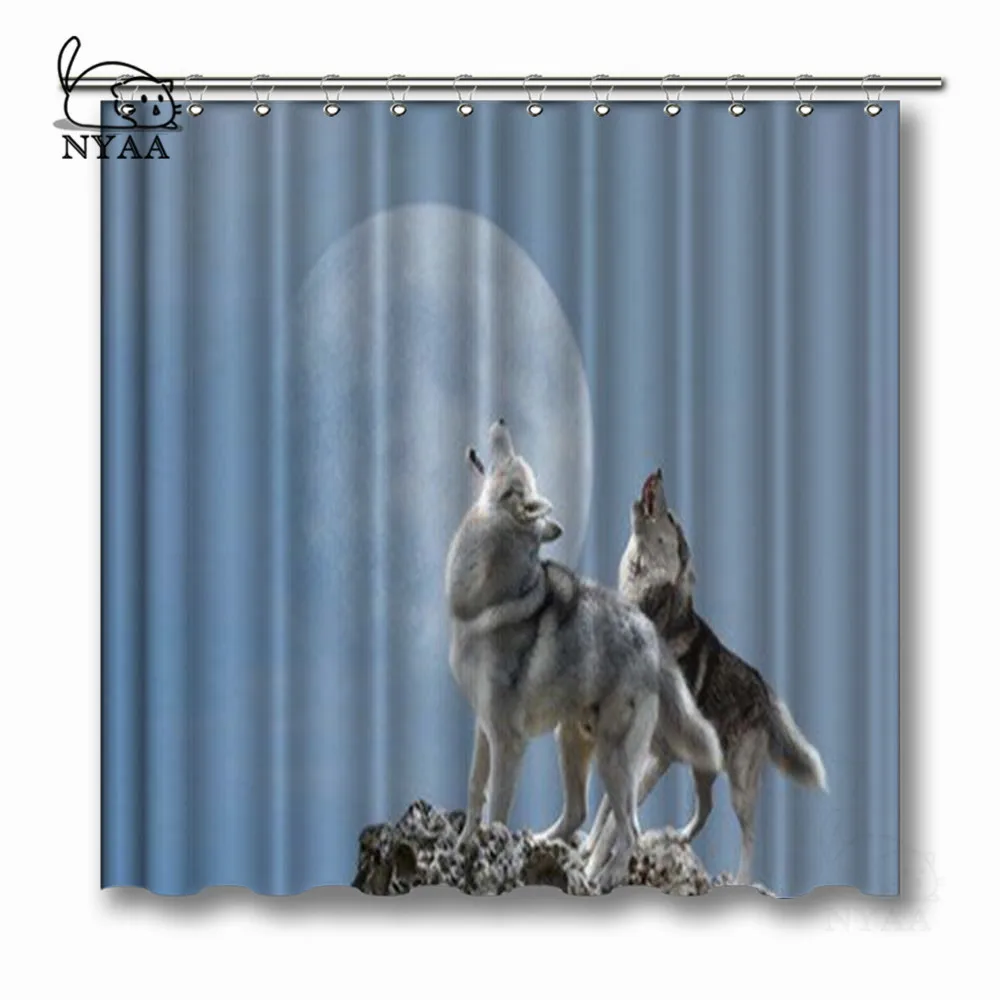NYAA два волка воют на Луне занавески для душа полиэстер ткань шторы домашний декор
