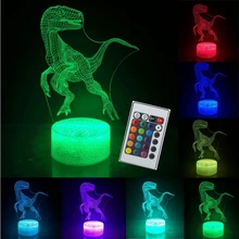 3D иллюзия динозавра свет Хэллоуин маска светодиодный 7 цветов лампа сенсорный пульт дистанционного управления светить свечение в светящаяся в темноте игрушка мальчики подарок на день рождения