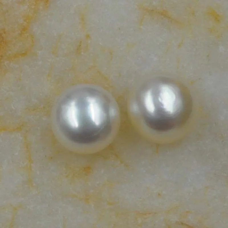 

free shipping 7mm button freshwater half drilled pearl