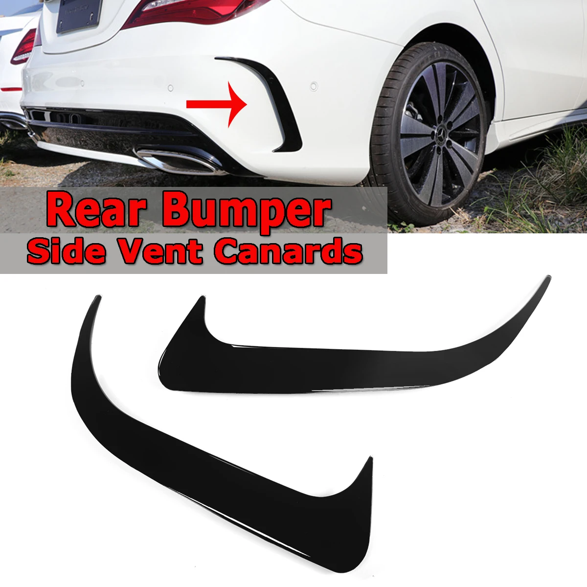 

Rear Bumper Side Vent Canards/Air Vent Cover For Mercedes-Benz CLA200/220/CLA250 Add-on For AMG Style Black/Carbon Fiber Look