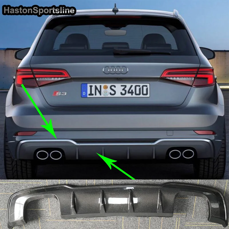 

For Audi S3 Hatchback Carbon Fiber Rear Body Kit Bumper Diffuser 2017 2018 2019 Auto Modified Accessories Not A3 Standard