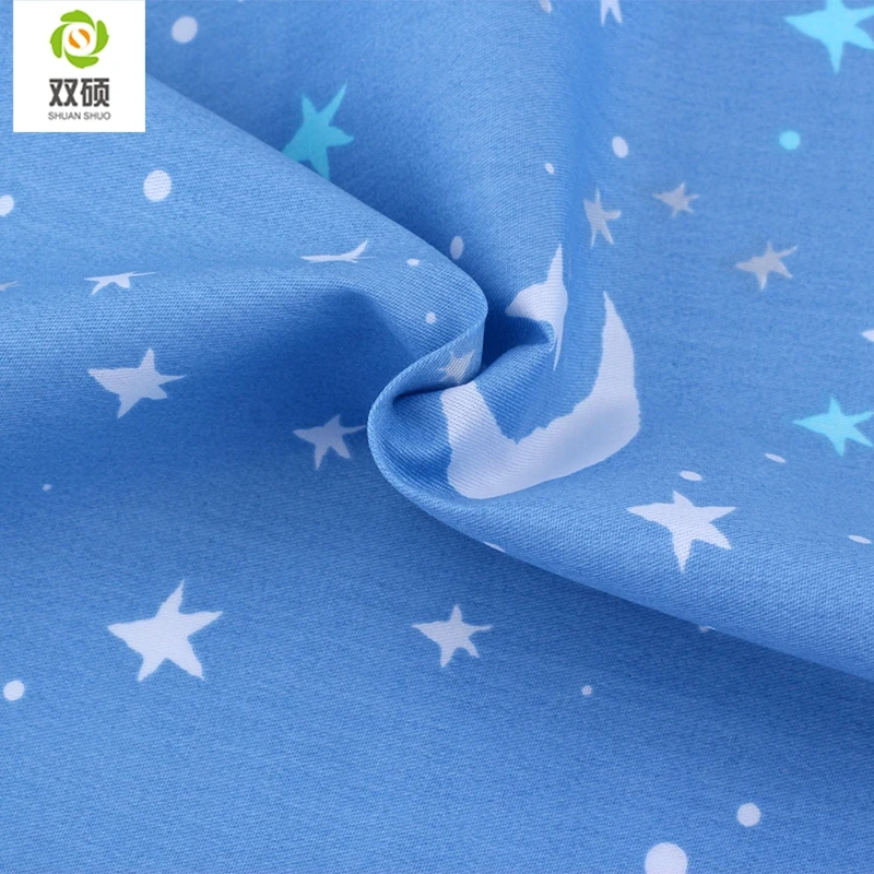 Shuanshu Twill Cotton Fabric Patchwork Cartoon Bule Tissue Cloth DIY Sewing Quilting Fat Quarters Material For Children 5pcs/lot