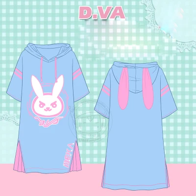 Женское длинное платье рубашка для косплея dva с изображением героев игр|Игровые