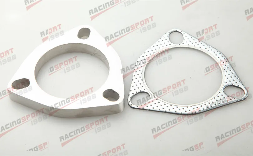 A Set Of 3" 3-Bolt Exhaust Flange And Exhaust Gasket For 3 Bolt Flange