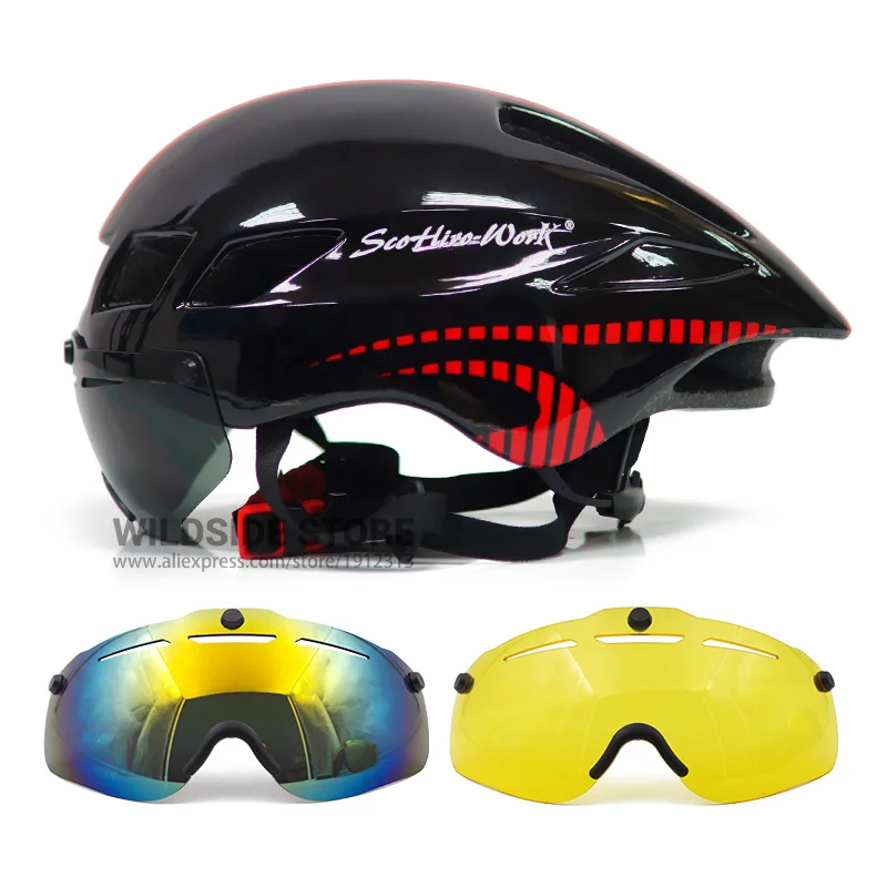 Велосипедный шлем с очками 4 цвета сверхлегкий MTB дорожный велосипедный шлем 57-61 см взрослые Goggleses Casco Ciclismo Черный Синий - Цвет: 15
