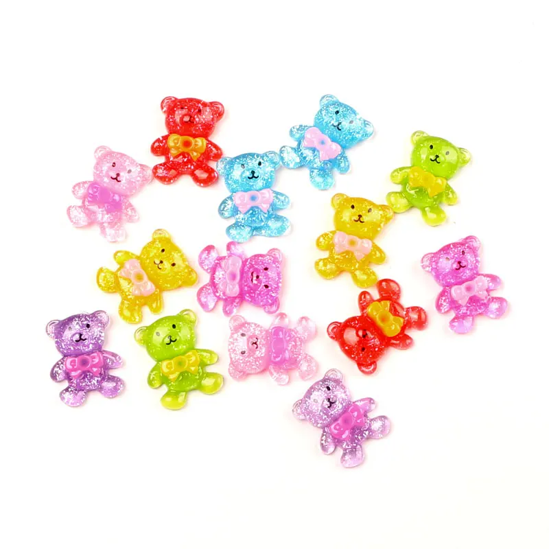 

50Pcs Mixed Resin Bear Decoration Crafts Flatback Cabochon Scrapbooking Fit Phone Embellishments Diy Accessories