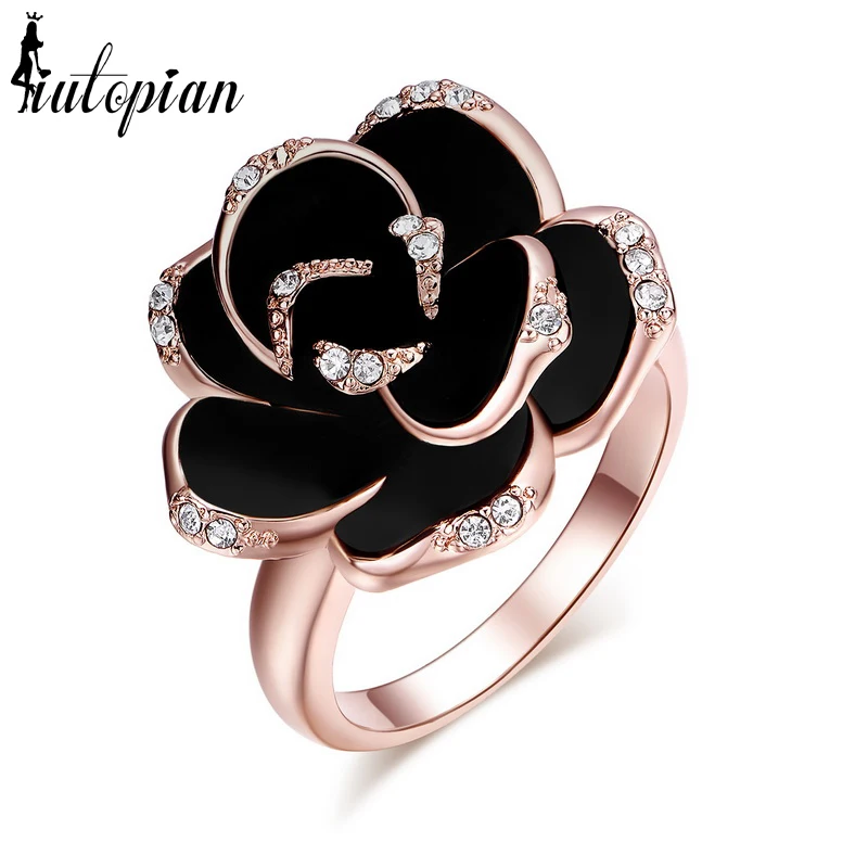 Iutopian бренд Новое поступление года розы Полые Дизайн кольцо с окружающей сплава противоаллергенная# RG97606