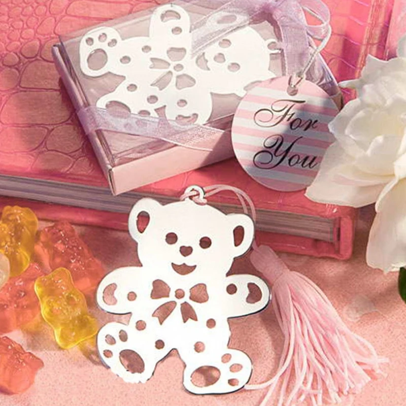 Новый красивый дизайн с медведем Свадебная Закладка способствует с кисточкой и подарочной детский душ Сувениры студент Творческий