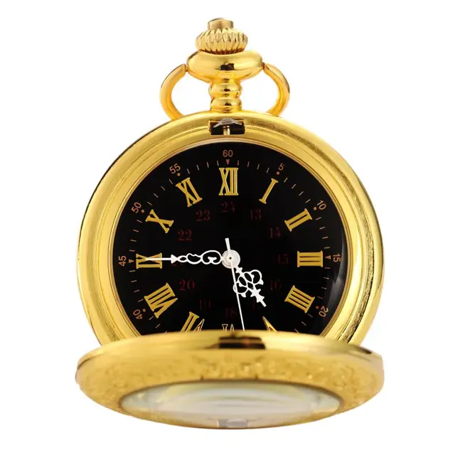 Römischen Ziffern Gold Taschenuhr Steampunk Antike Taschenuhren Unisex