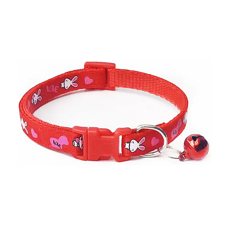 Милый мультяшный любимец ошейник для щенка регулируемое ожерелье из полиэстера милое с принтом колокольчиков кошка ожерелье ошейник для собак поставка - Цвет: A Red