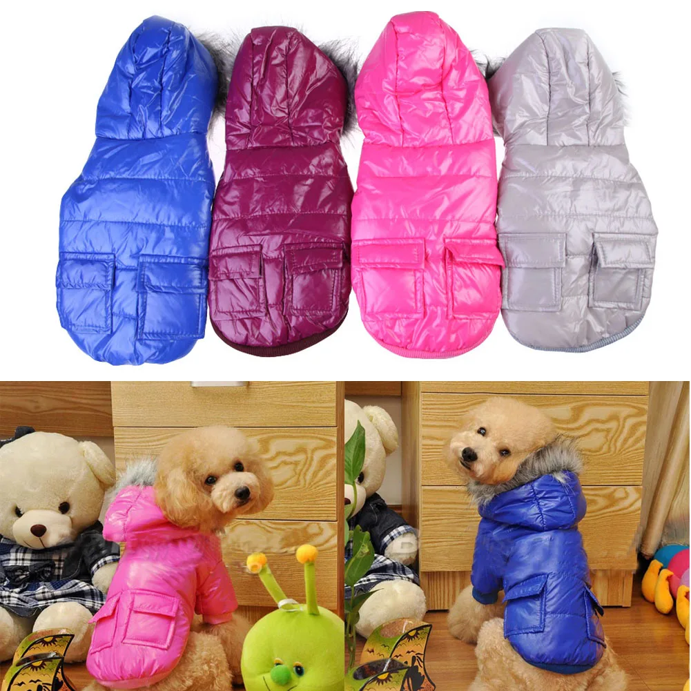 S/M/L/XL/XXL Cute Pets Dog Clothes Warm Hooded Winter Polyester Coats