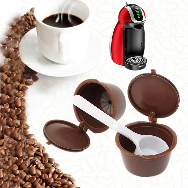 

2PCS Reusable Coffee Capsules Spoon Set Refillable Coffee for Nescafe Dolce Gusto Machines Maker Coffee Capsule Pod Cup Kitchen