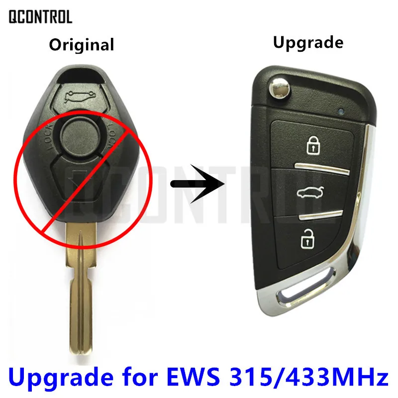 QCONTROL Remote Key 315MHz/433MHz Modified for BMW X3 X5 Z3 Z4 1/3/5/7 Series EWS System Vehicle Door Lock Control ID44 PCF7935