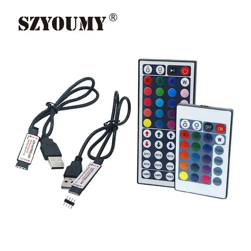 SZYOUMY USB RGB светодио дный контроллер DC 5 В 24 44 Ключи РФ Беспроводной мини-пульт дистанционного управления для 5050 3528 RGB светодиодные ленты lights