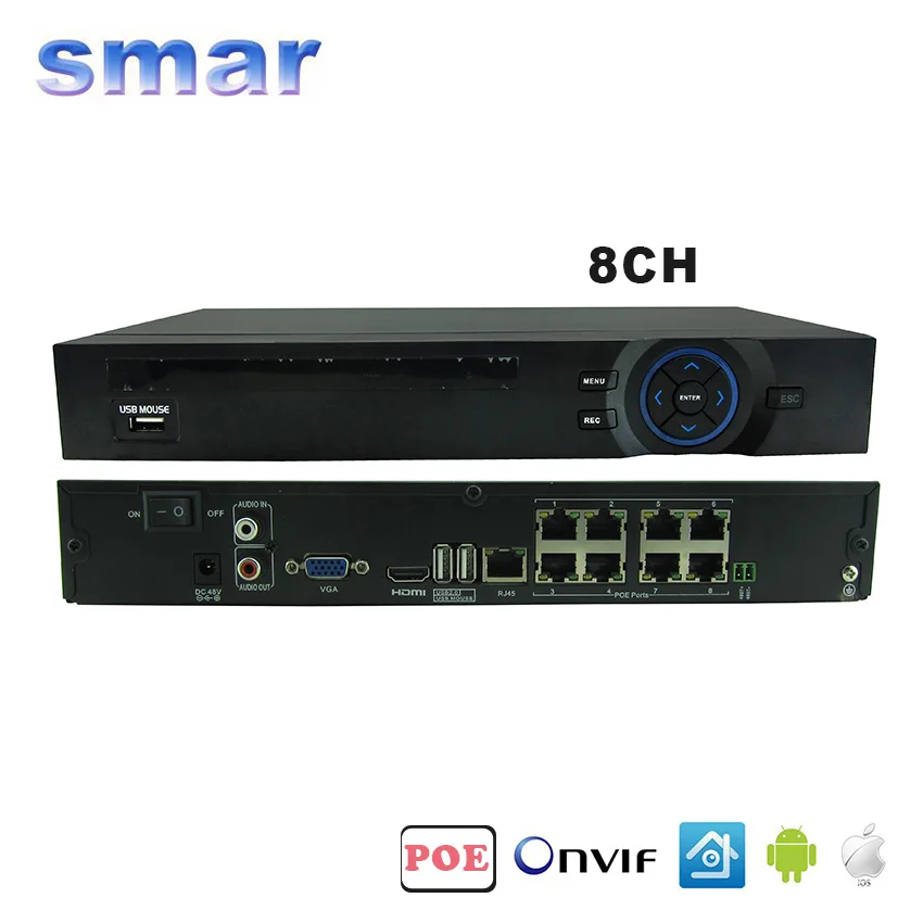 48V 802.3af ONVIF 2.3 8CH POE NVR H.264 Network Video Recorder For POE 3MP Full HD 1080P IP Camera CCTV Surveillance System