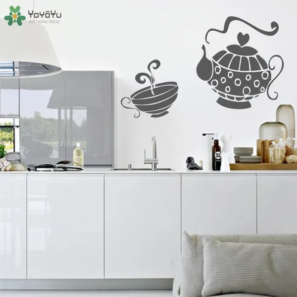 YOYOYU Wall Decal Teapot Pattern Vinyl Kitchen Wall Stickers Cafe Shop Window Removable Decals Art Mural Interior Design SY671 YOYOYU Wall Decal Teapot Pattern Vinyl Kitchen Wall Stickers Cafe Shop Window Removable Decals Art Mural Interior Design SY671