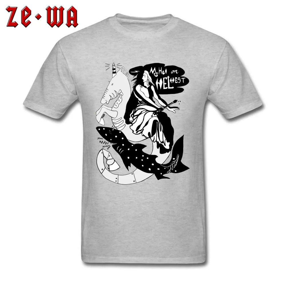 Ms.Hel on Helhest O Neck T-Shirt Summer Tees Short Sleeve Slim Fit 100% Cotton Fabric Custom T Shirt Slim Fit Men Ms.Hel on Helhest grey