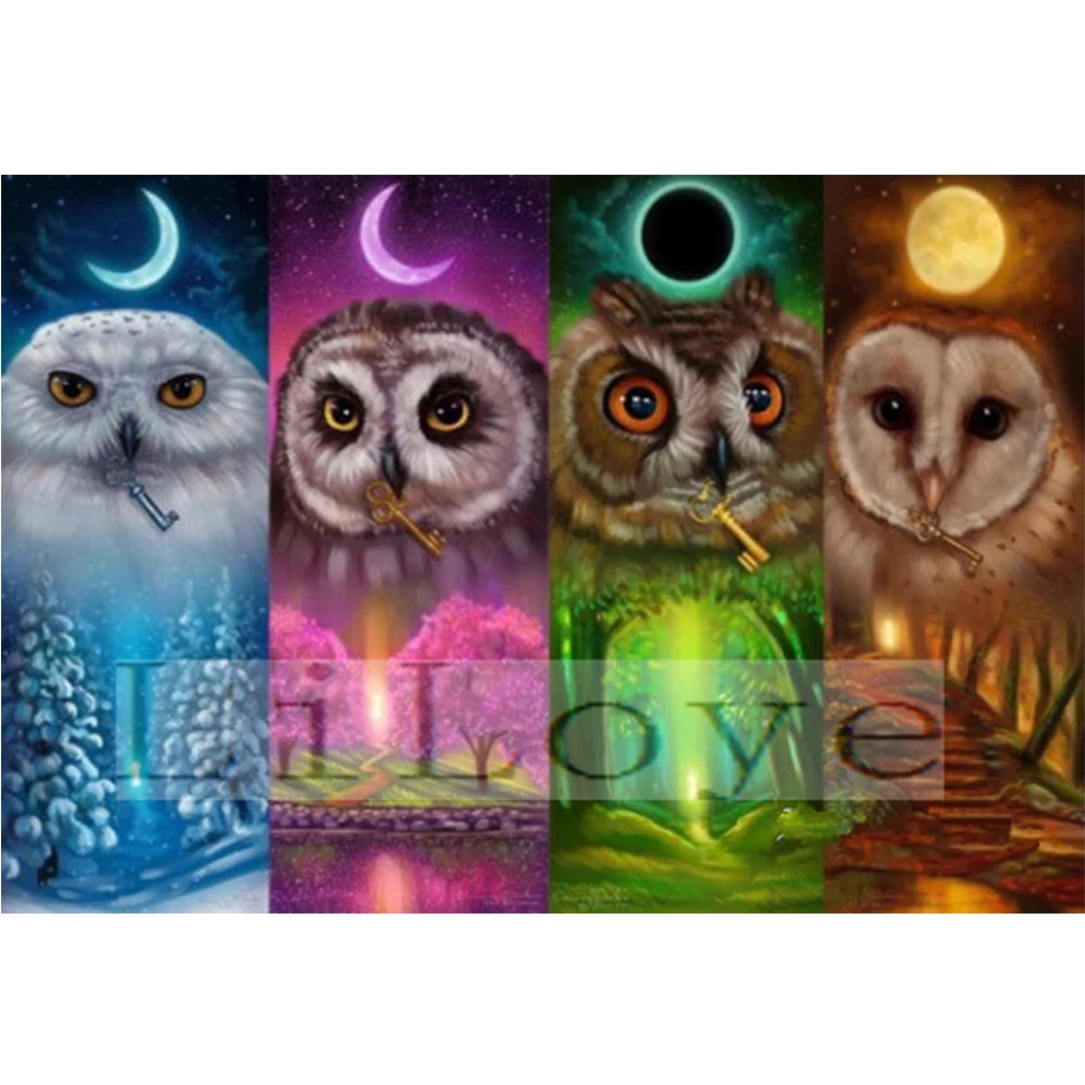 

LI LOYE 5D Diamond Embroidery Four Season Owl DIY Diamond Painting Cross Stitch Full Square Needlework Mosaic DIY Painting FZ478