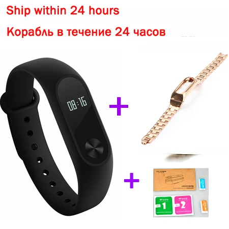 Xiaomi mi Band 2 mi band mi Band 2 браслет OLED сенсорный экран фитнес-трекер для измерения сердечного ритма IP67 водонепроницаемый - Цвет: add  strap